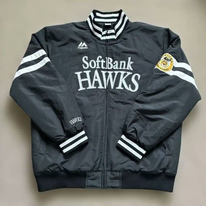 Majestic SoftBank Hawks グランドコート スタジャン 美品 野球 南海ホークス 福岡ソフトバンク グランドコート majestic L