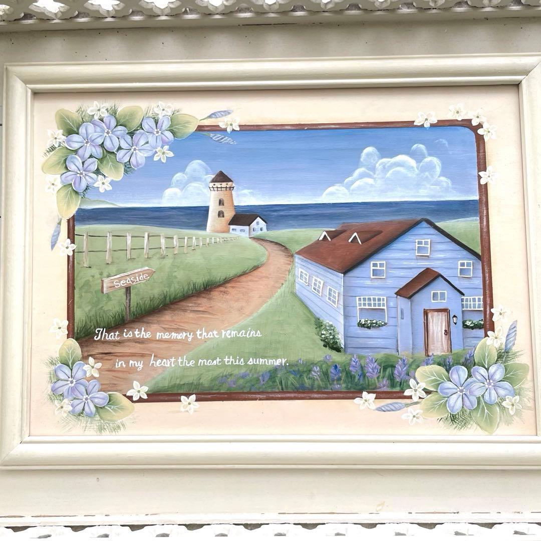 トールペイント作品 風景画 海の絵 夏景色 海岸 灯台 壁飾り - メルカリ