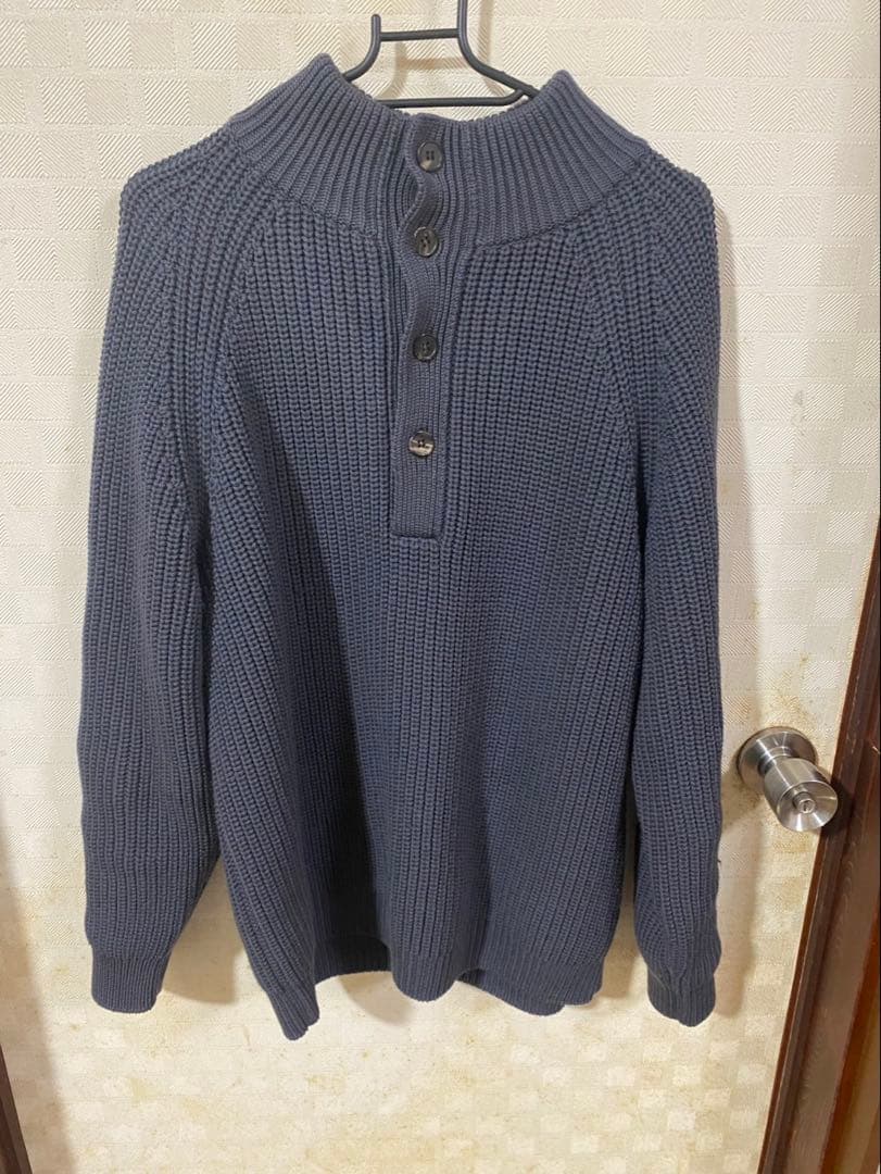 BATONER ボタン付きハイネック ニットセーター グレー ニット セーター ボタンデザイン2WAYハイネックニット レディース