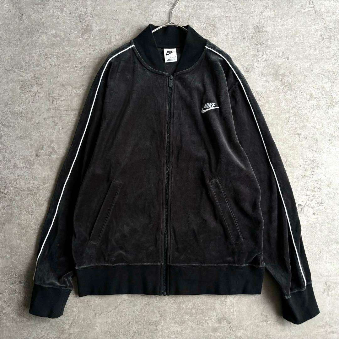 美品□NIKE ナイキ【M】ベロア セットアップ ブラック 刺繍ロゴ