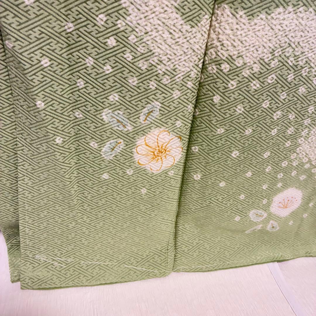 D244 訪問着 花模様 絞り 正絹 着物 袷 しつけ糸付き未使用極美品