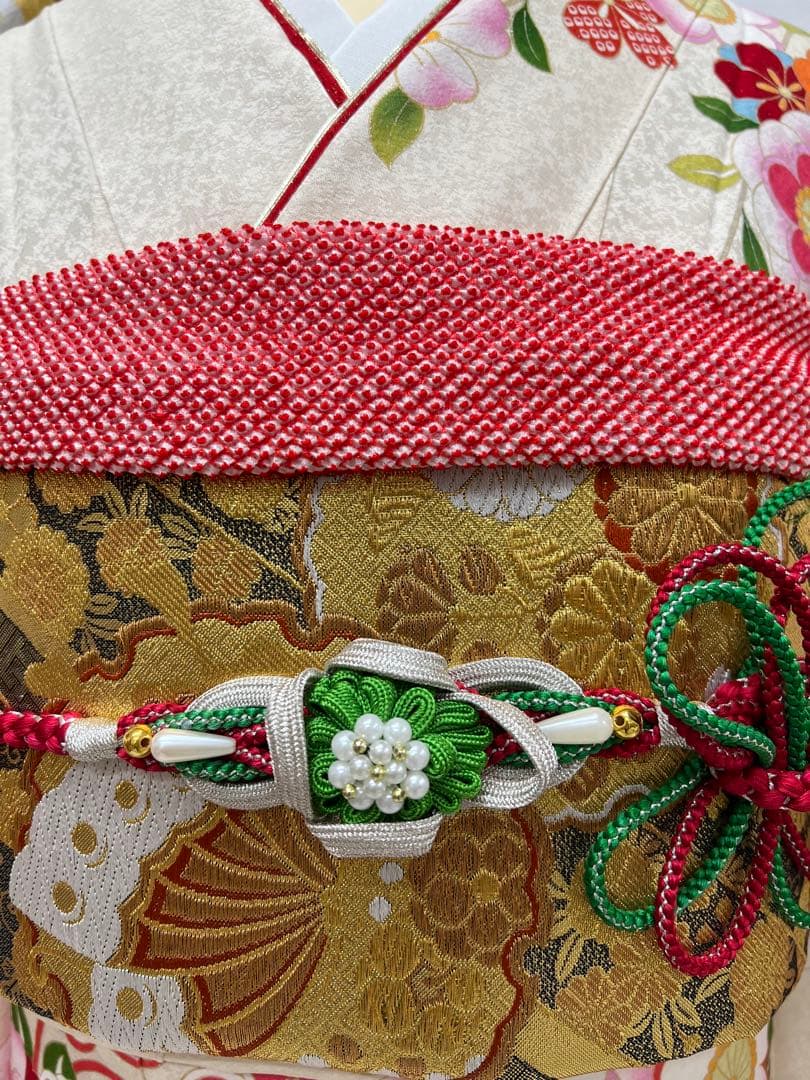 振り袖 フルセット 長襦袢付 枝垂れ桜 金彩加工 刺繍入り 銀通し 757