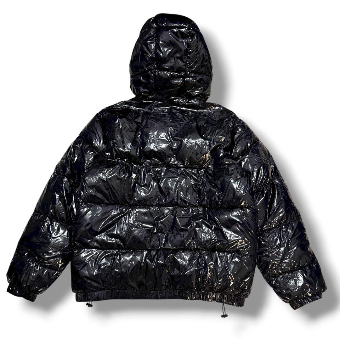 ZARA 光沢 エナメル ダウンジャケット ネイビー Lサイズ y2k - メルカリ