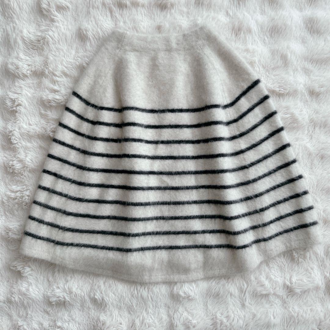 ビアズリー☆ ファーニットポンチョ フォックス カシミヤ ボーダー