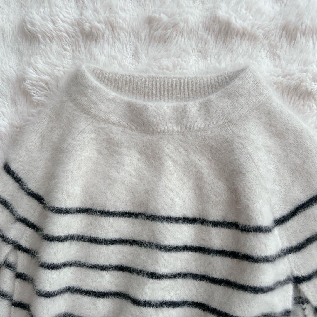 ビアズリー☆ ファーニットポンチョ フォックス カシミヤ ボーダー