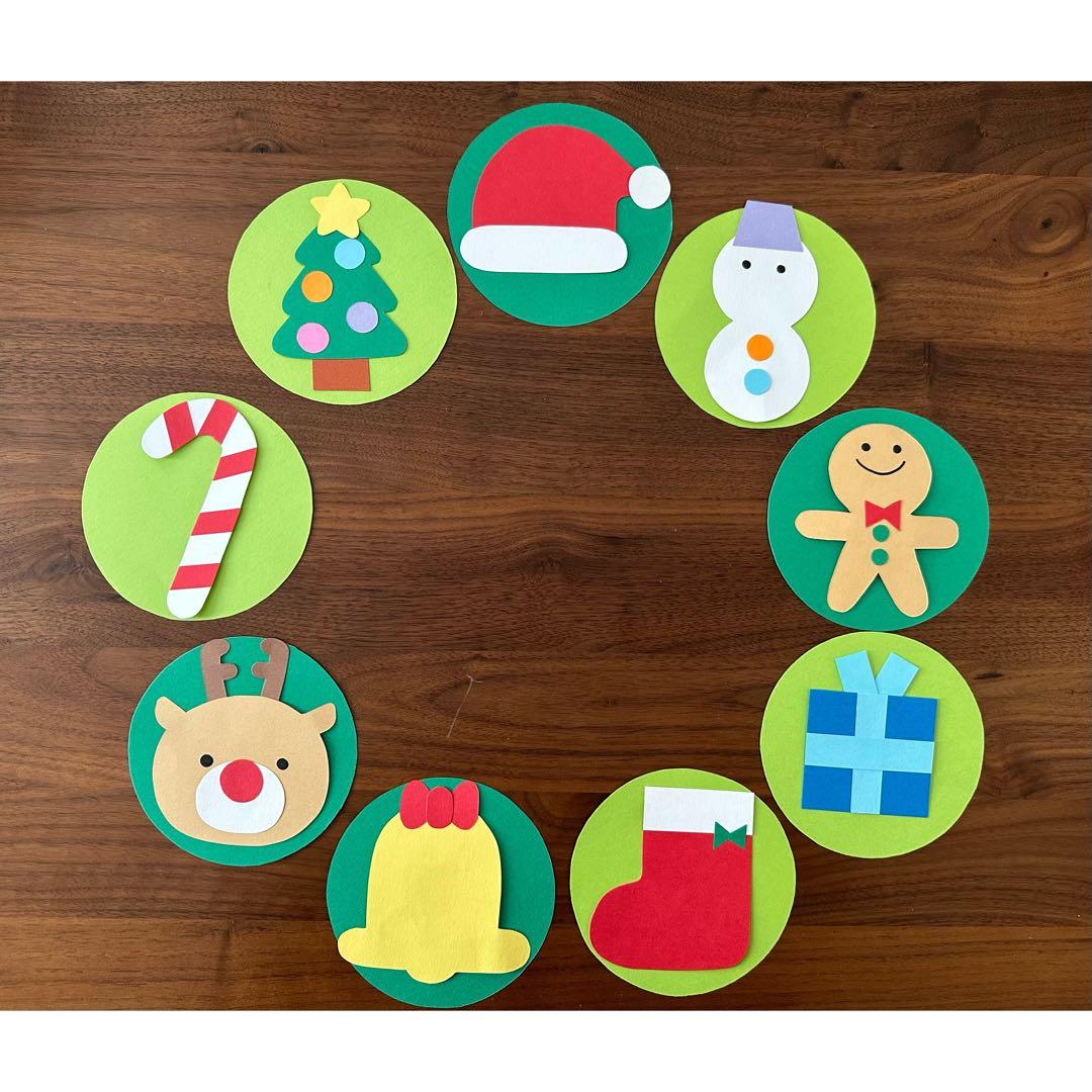 クリスマス リース サンタさん トナカイ 画用紙 冬壁面飾り ガーランド