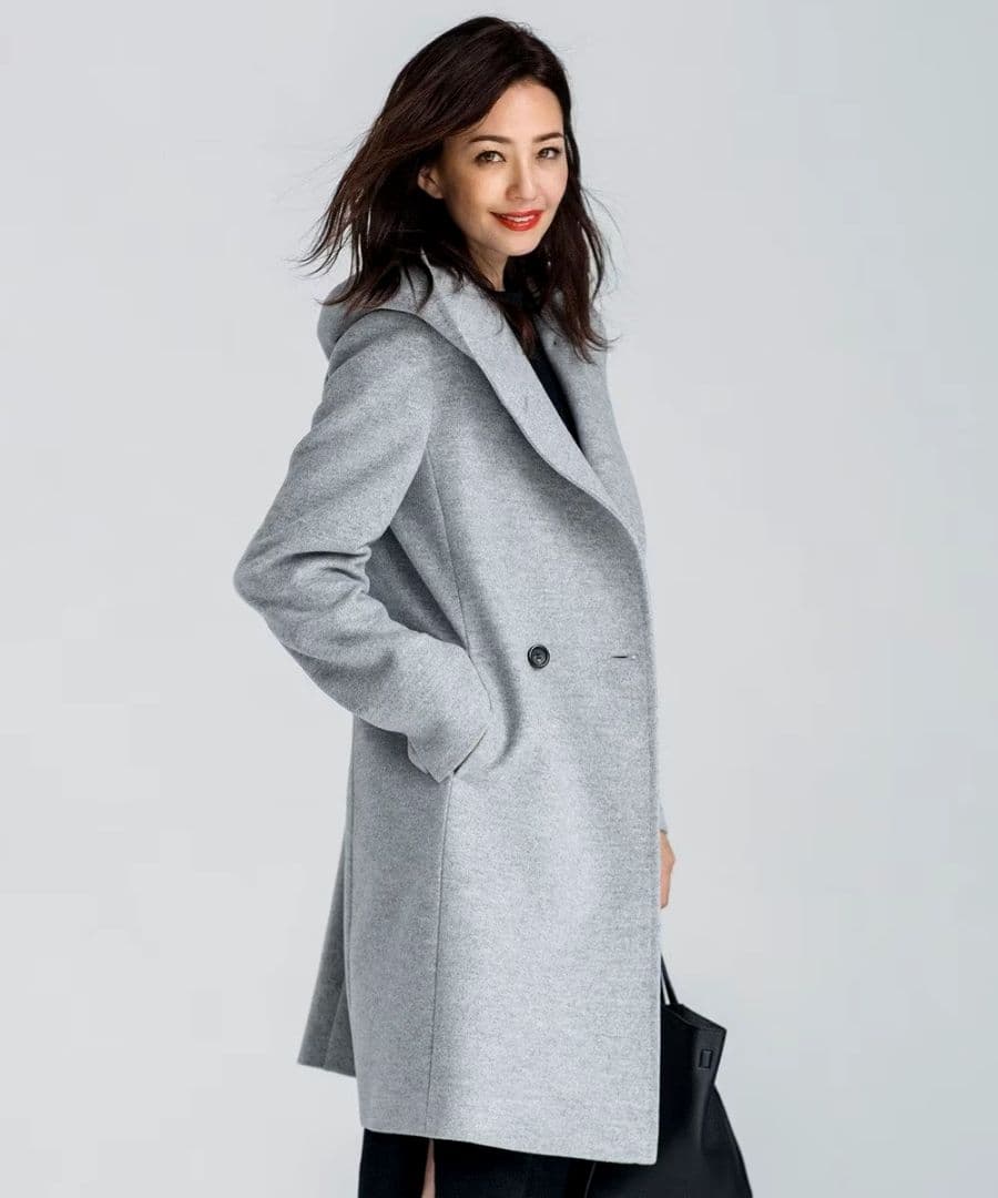 □美品 23区 ウールアンゴラビーバー フーデッドコート 小さいサイズ