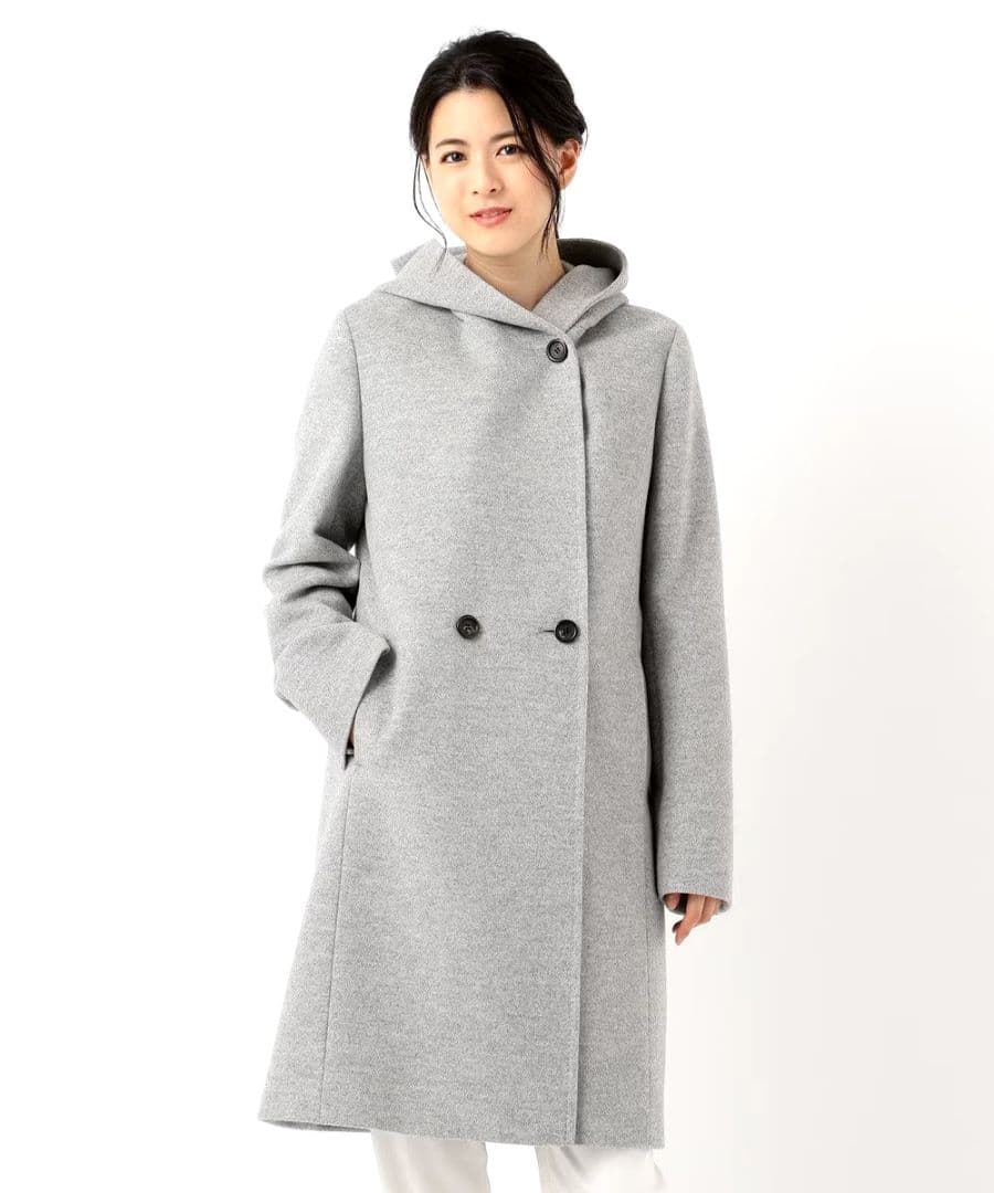 □美品 23区 ウールアンゴラビーバー フーデッドコート 小さいサイズ