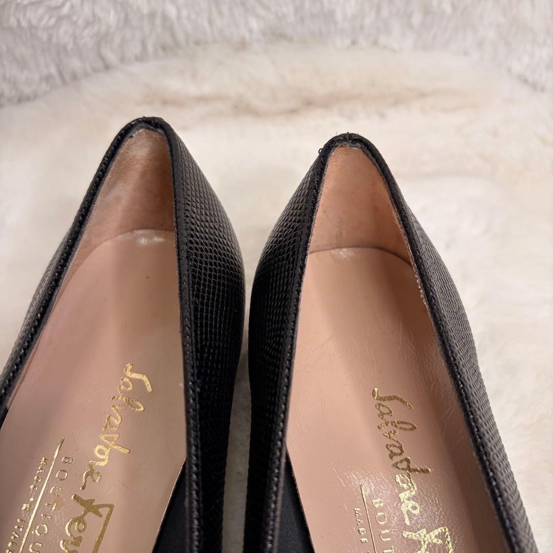 美品✨フェラガモ リザード型押し ヴァラ リボン パンプス 5 1/2 C