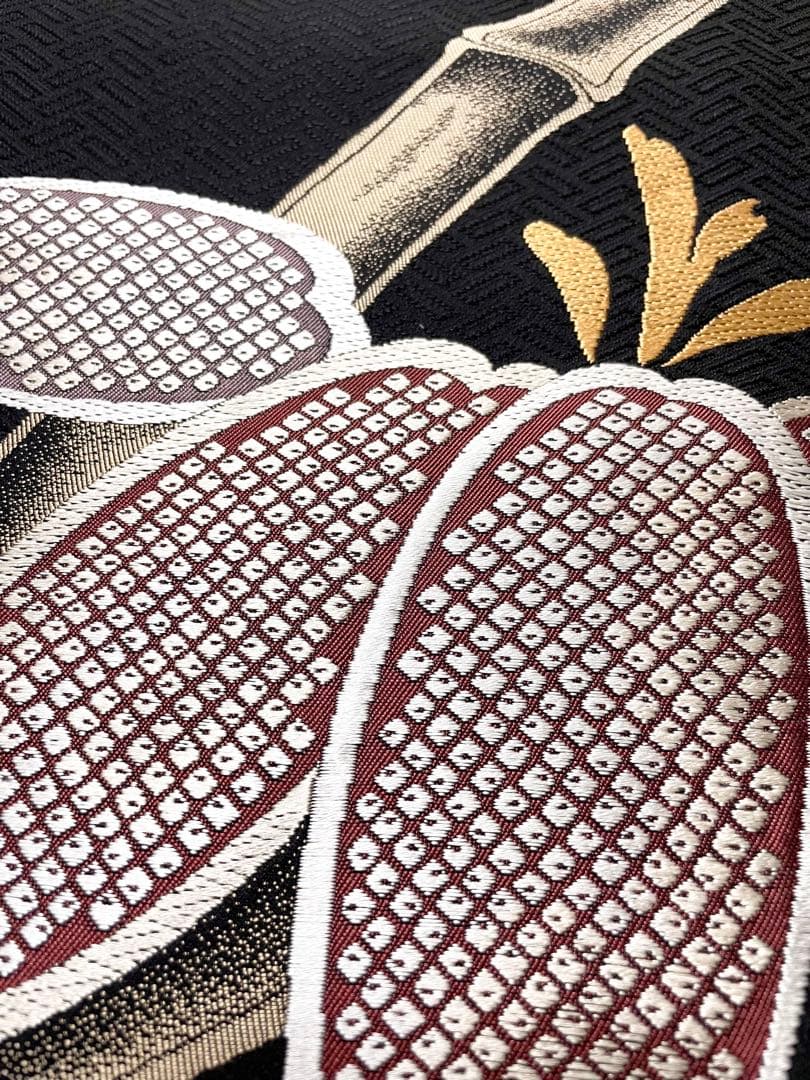 黒地 大胆な織り柄 モダン おしゃれ 袋帯 ガード加工 - メルカリ