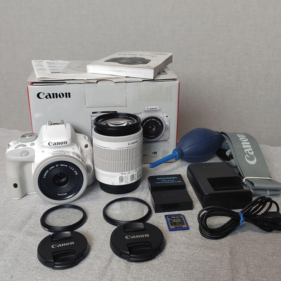 Canon EOS Kiss X7 ホワイト Wレンズ付き 軽量 カメラ女子 キヤノン（Canon） Canon EOS kiss X7 レンズキット ホワイト SDカード