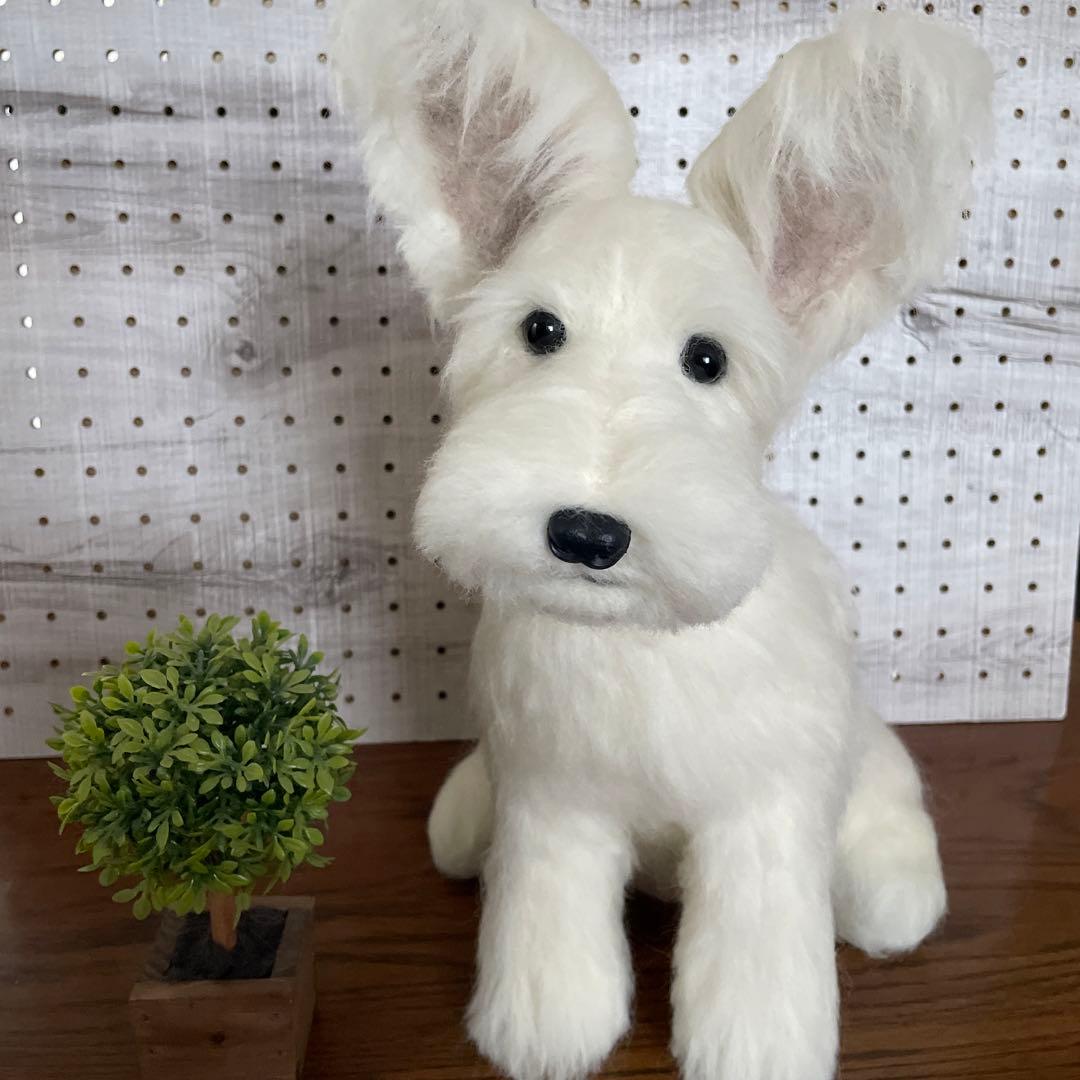 羊毛フェルト ミニチュアシュナウザー 白シュナちゃん Lサイズ - メルカリ