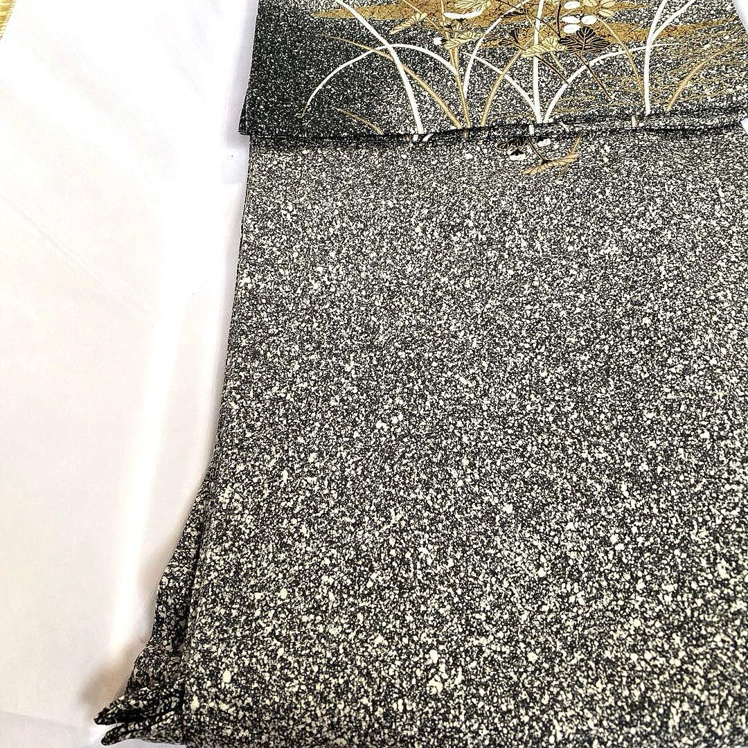 着物-袷着物2 秋草文様 黒地に金彩上品で華やかな装い【訪問着】【正絹