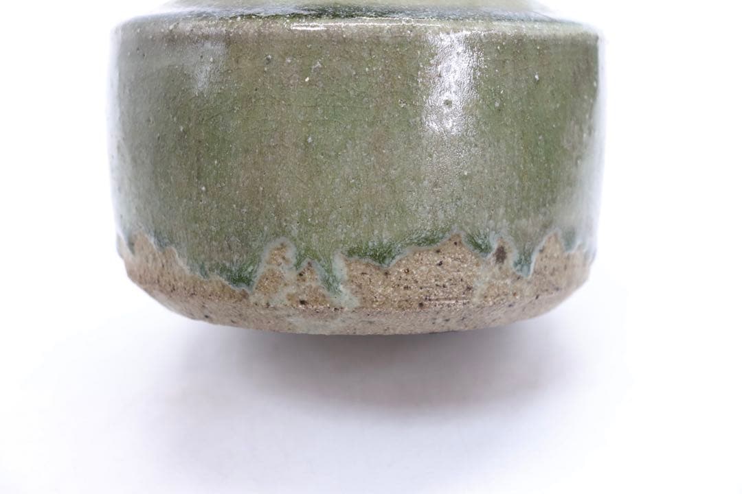坂田甚内作　緑釉瓶　花入　送料込み250612