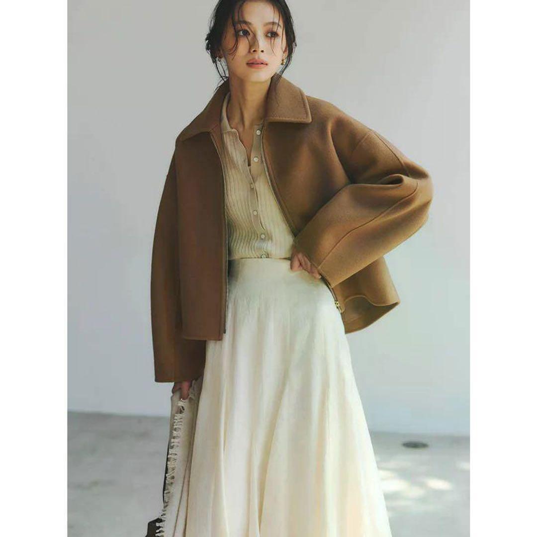 anuans リバーウールショートコート キャメル - メルカリ