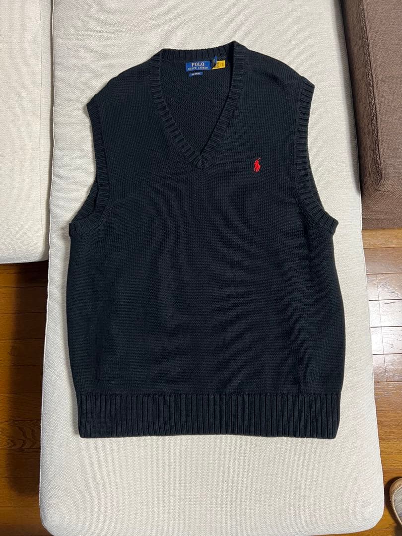 Polo Ralph Lauren 黒 Vネック ベスト L コットン Vネック セーター ベスト | POLO RALPH LAUREN CHILDRENS