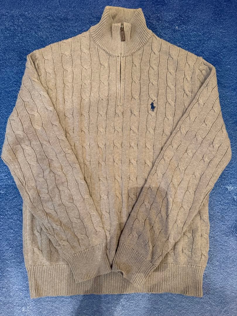 POLO RALPH LAURENケーブルニット ハーフジップ ベージュセーター POLO RALPH LAUREN（ポロ・ラルフローレン） ニット セーター ケーブル