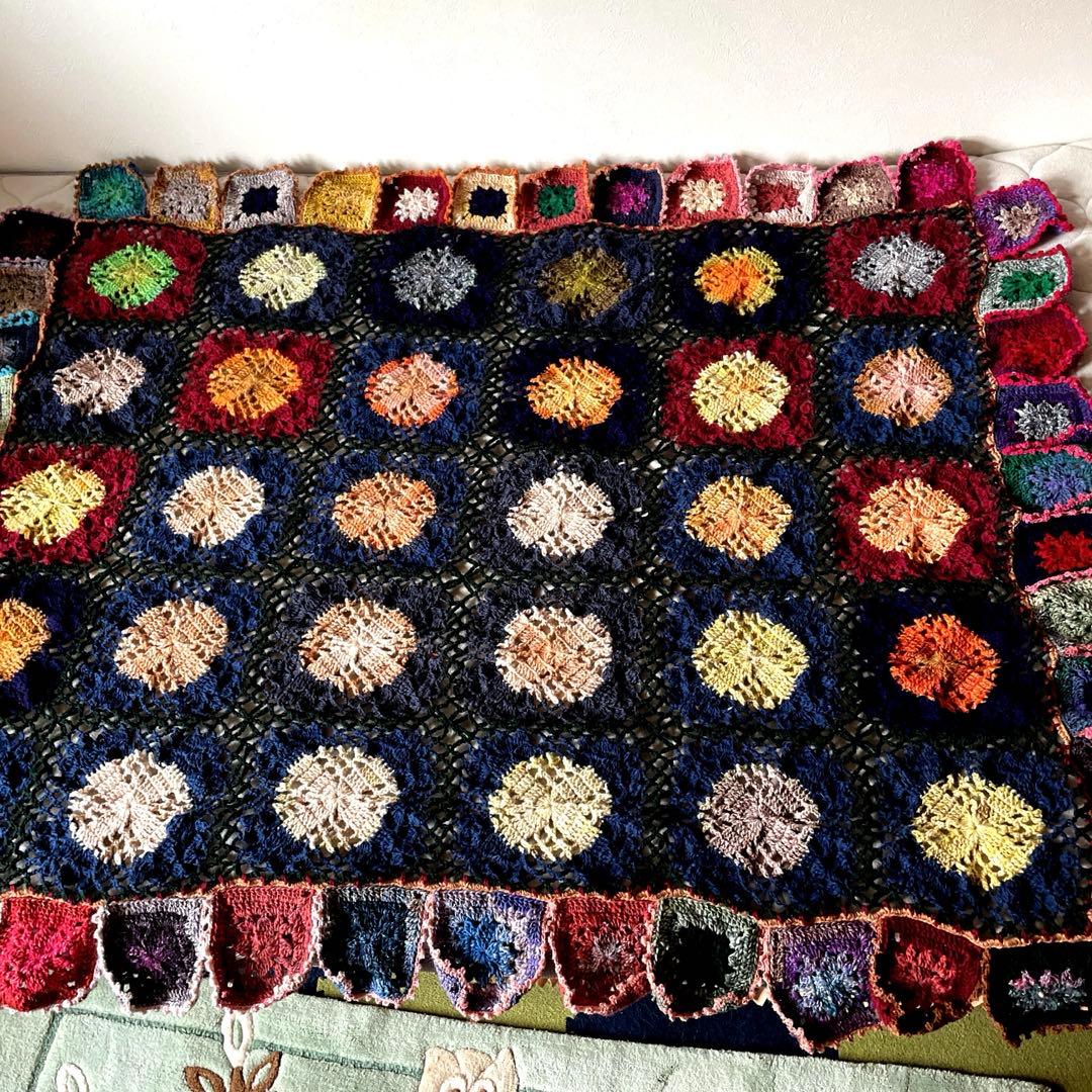 ☆ノロ毛糸☆かぎ針編みゆったりマルチなブランケット 〜暖笑〜120