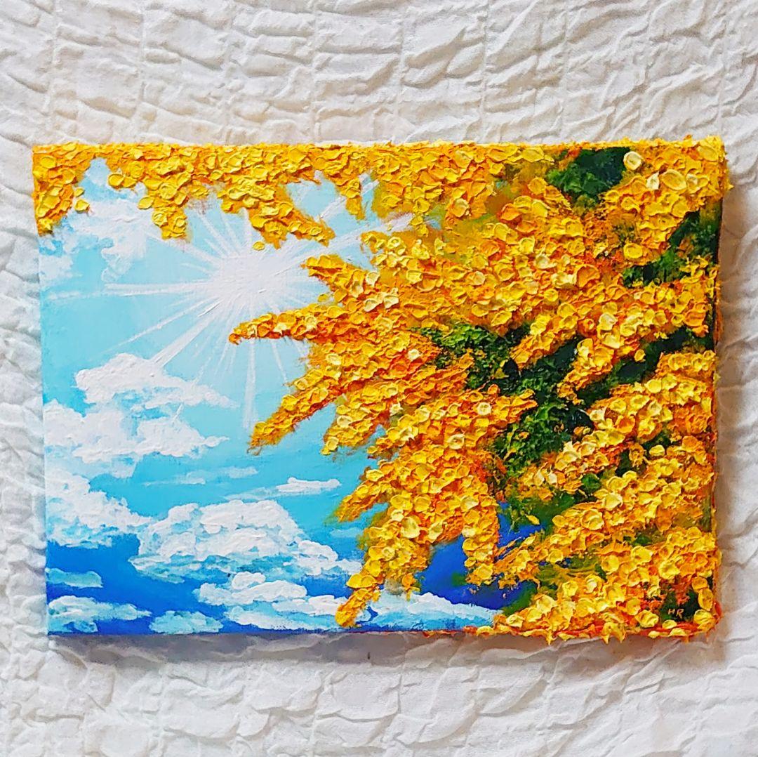 油絵 絵画 【青空に咲くミモザ】 - メルカリ