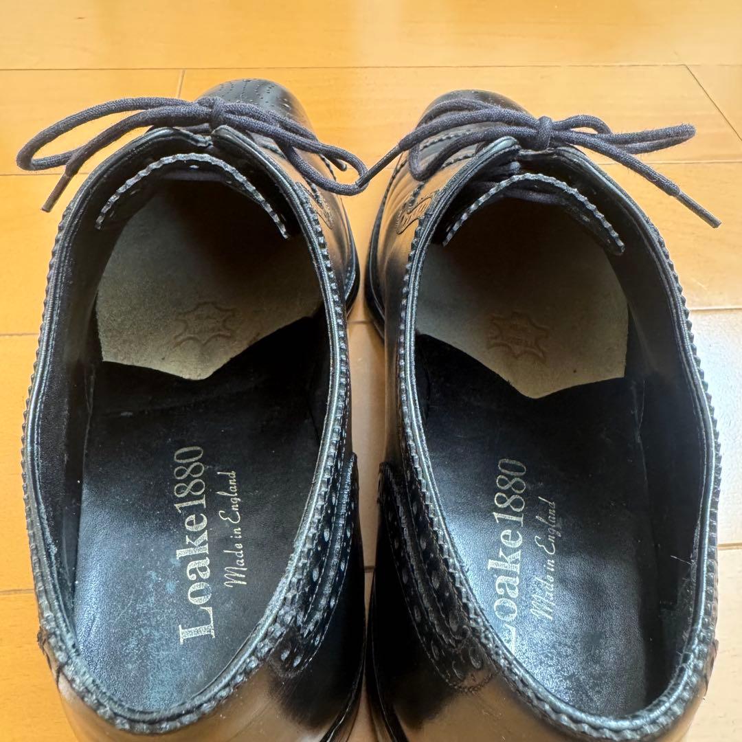 Loake 英国製 セミブローグ UK 7.5 黒 革靴