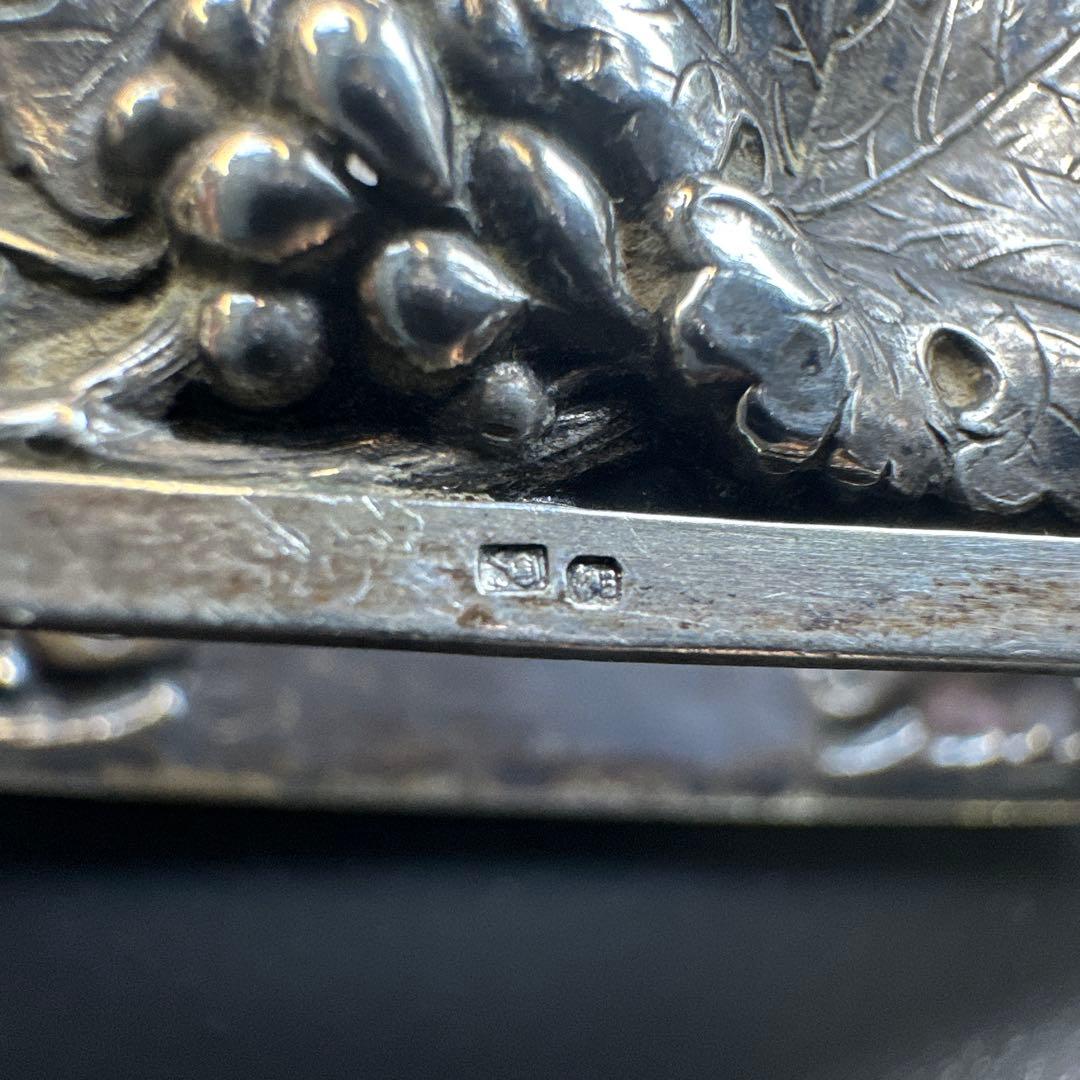 アンティーク シルバー製 ナプキンリング 刻印 ぶどう