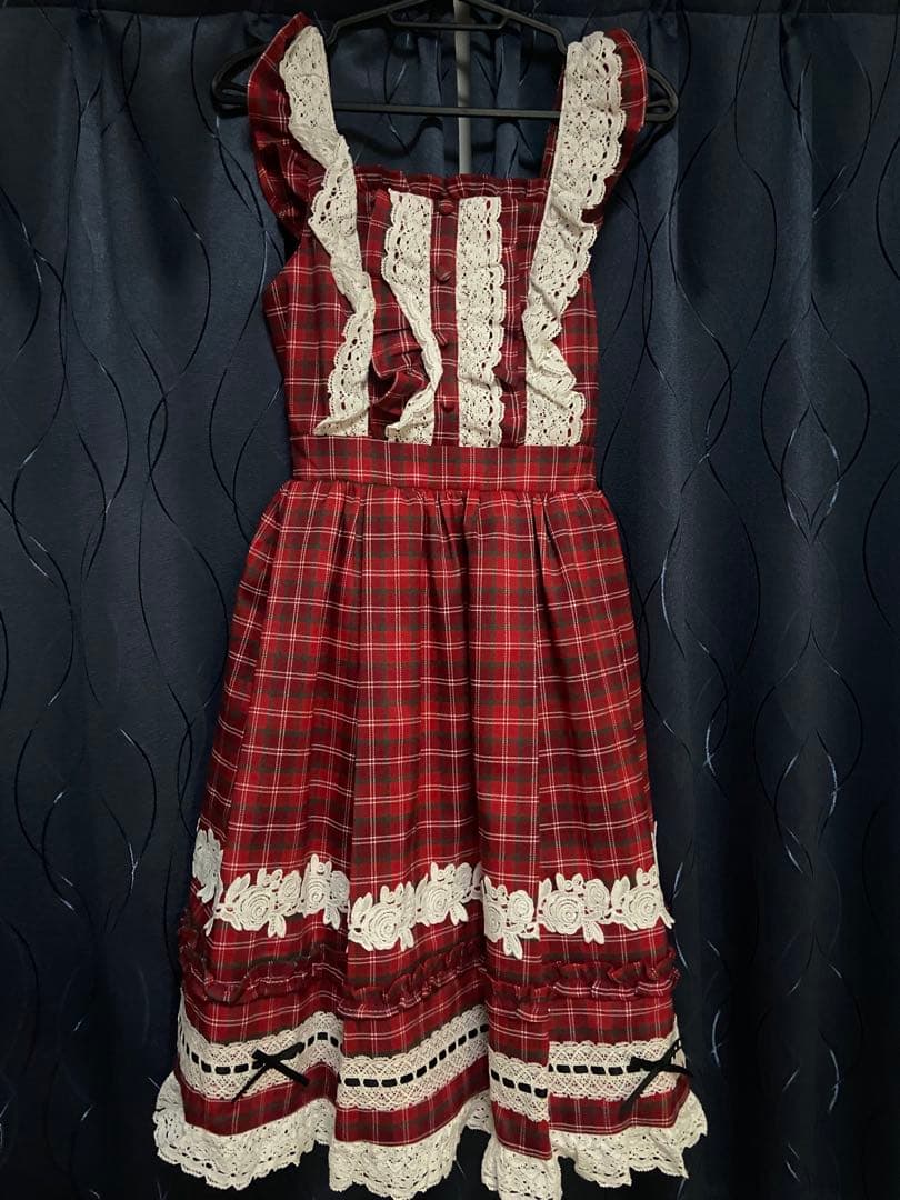 chalmiere シャルミエール タータンチェックジャンパースカート 赤