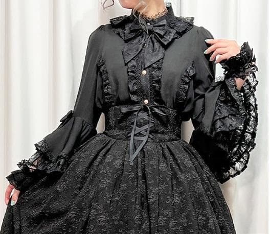 395◇姫袖7分丈ブラウス 黒 axes femme kawaii アクシーズ