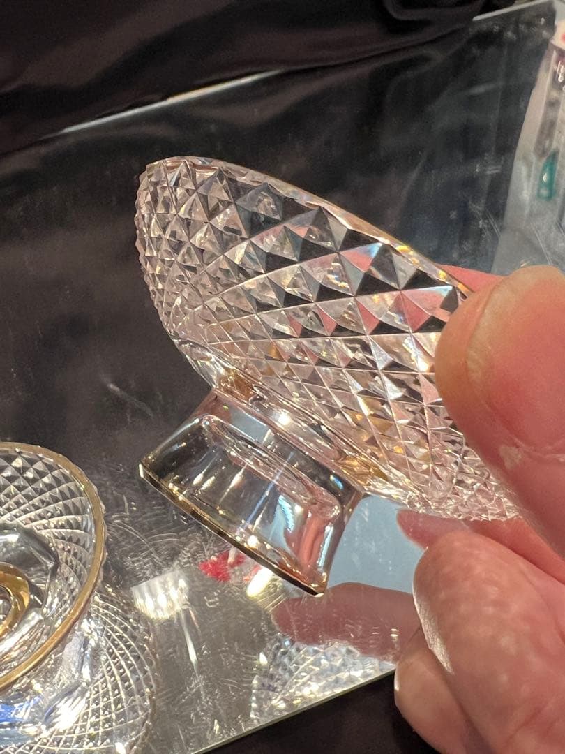 江戸切子 三ツ組盃(金加工) L-D-3 カメイガラス|mercariメルカリ官方