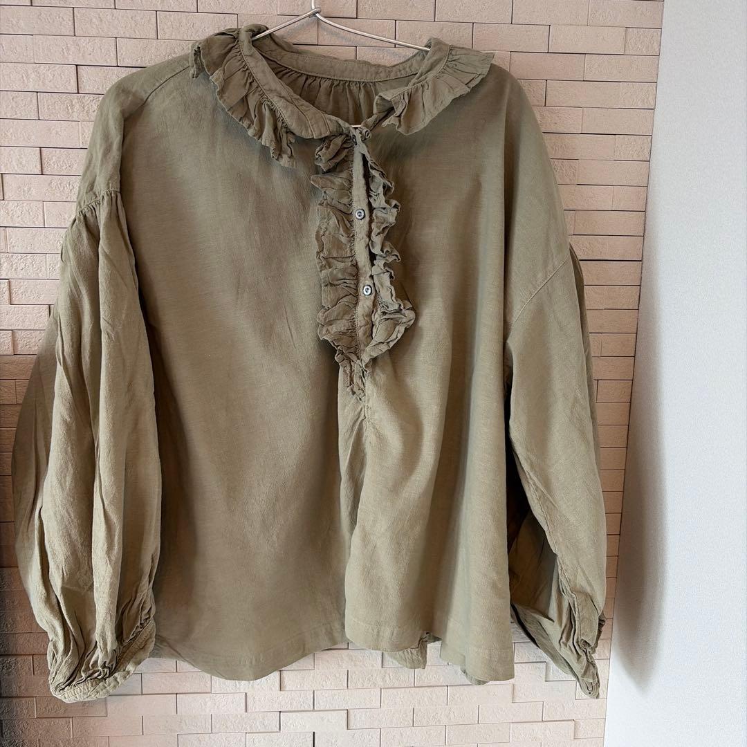 ネストローブUpcycleLino近江晒しフラワーカラーブラウス 関東限定色