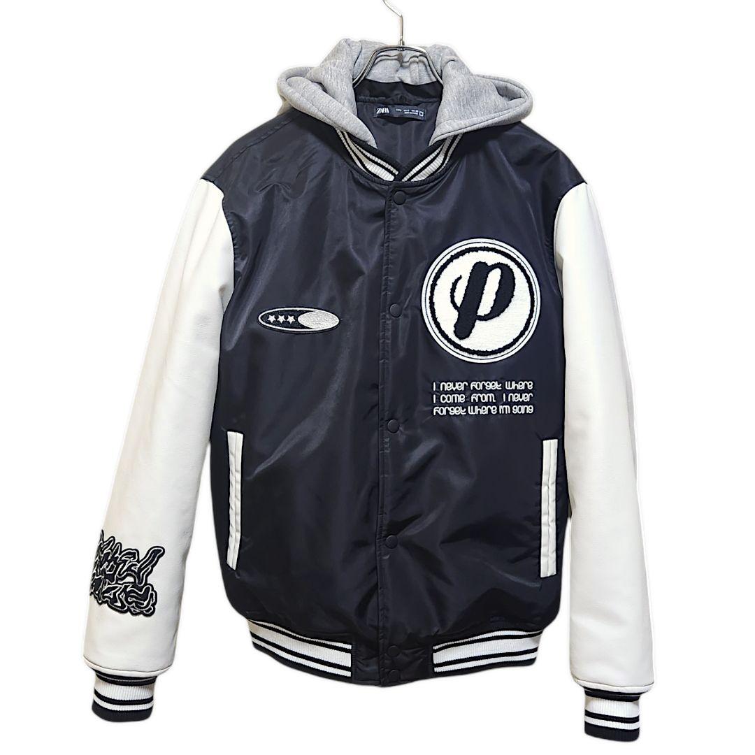 2024年モデル 美品 ザラ ZARA パッチフードジャケットスタジャン S