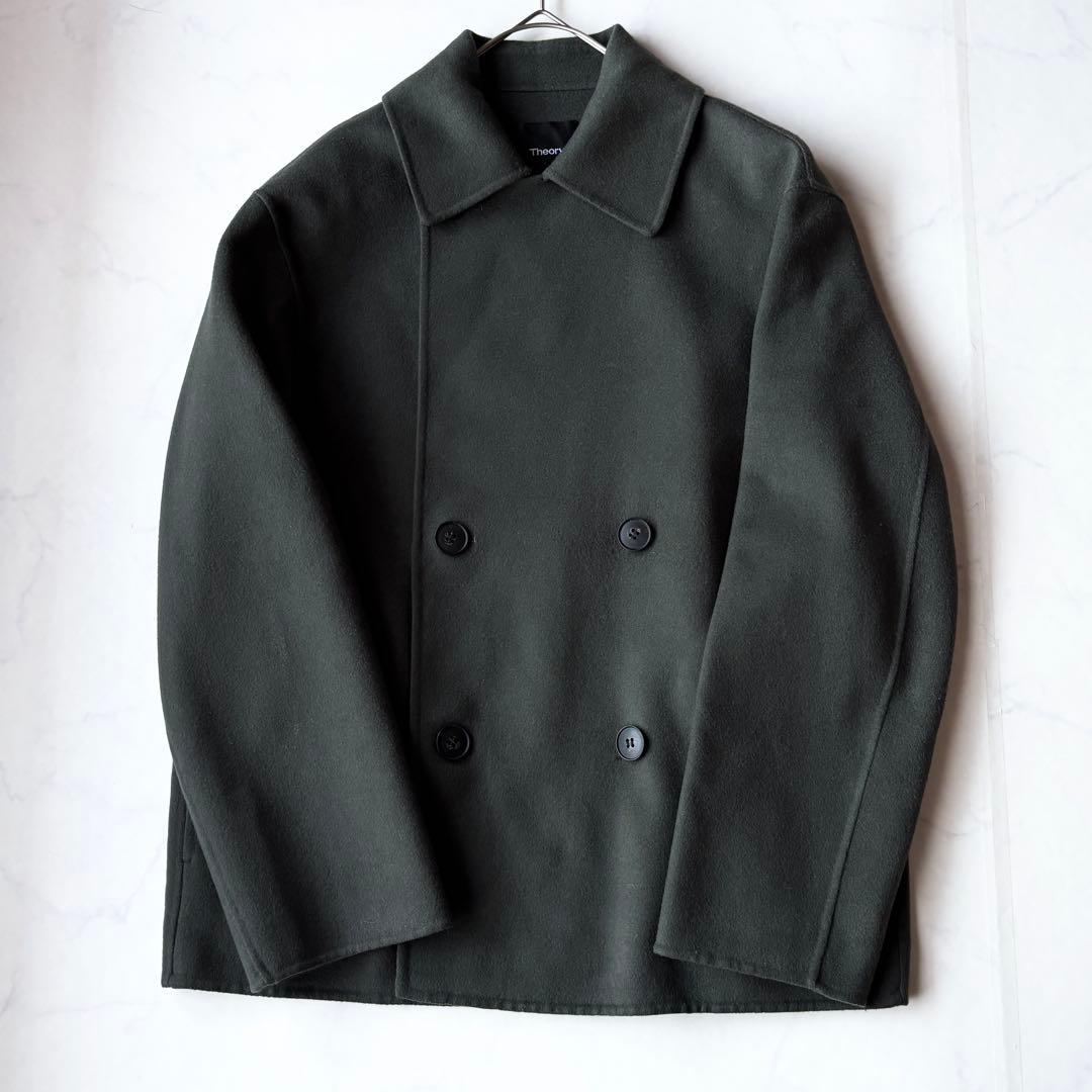 極美品✨セオリー ダブルブレストPコート カシミヤ混 ダブルフェイス