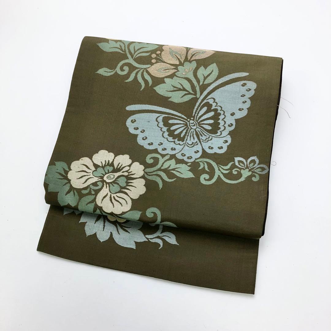 アンティーク帯 昼夜帯 蝶々 花唐草模様 AO-3124