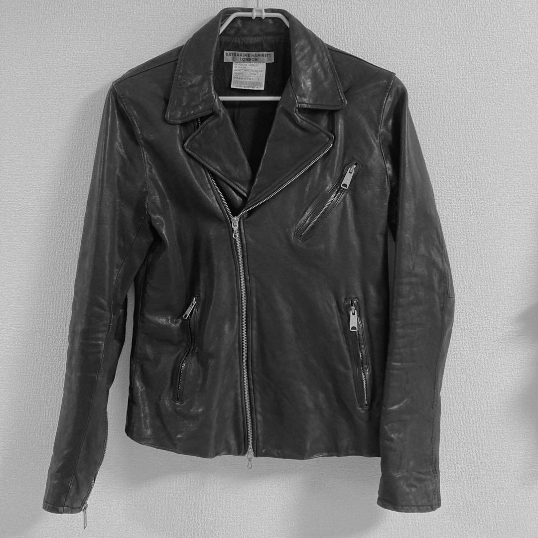 キャサリンハムネットロンドン メンズL ダブルライダースジャケット