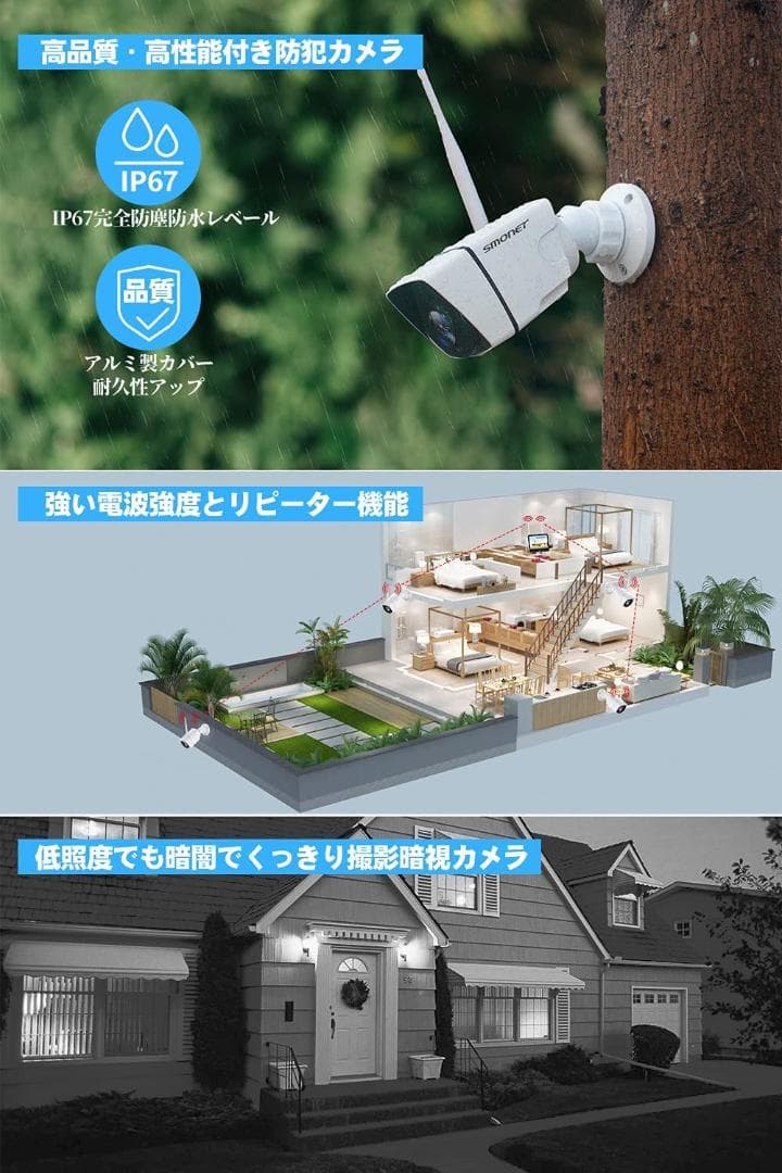 モニター付き防犯カメラ 500万解像度 大容量3TB Amazon.co.jp: 【500万高画素夜間カラー・金属製】YESKAMOO 防犯カメラ