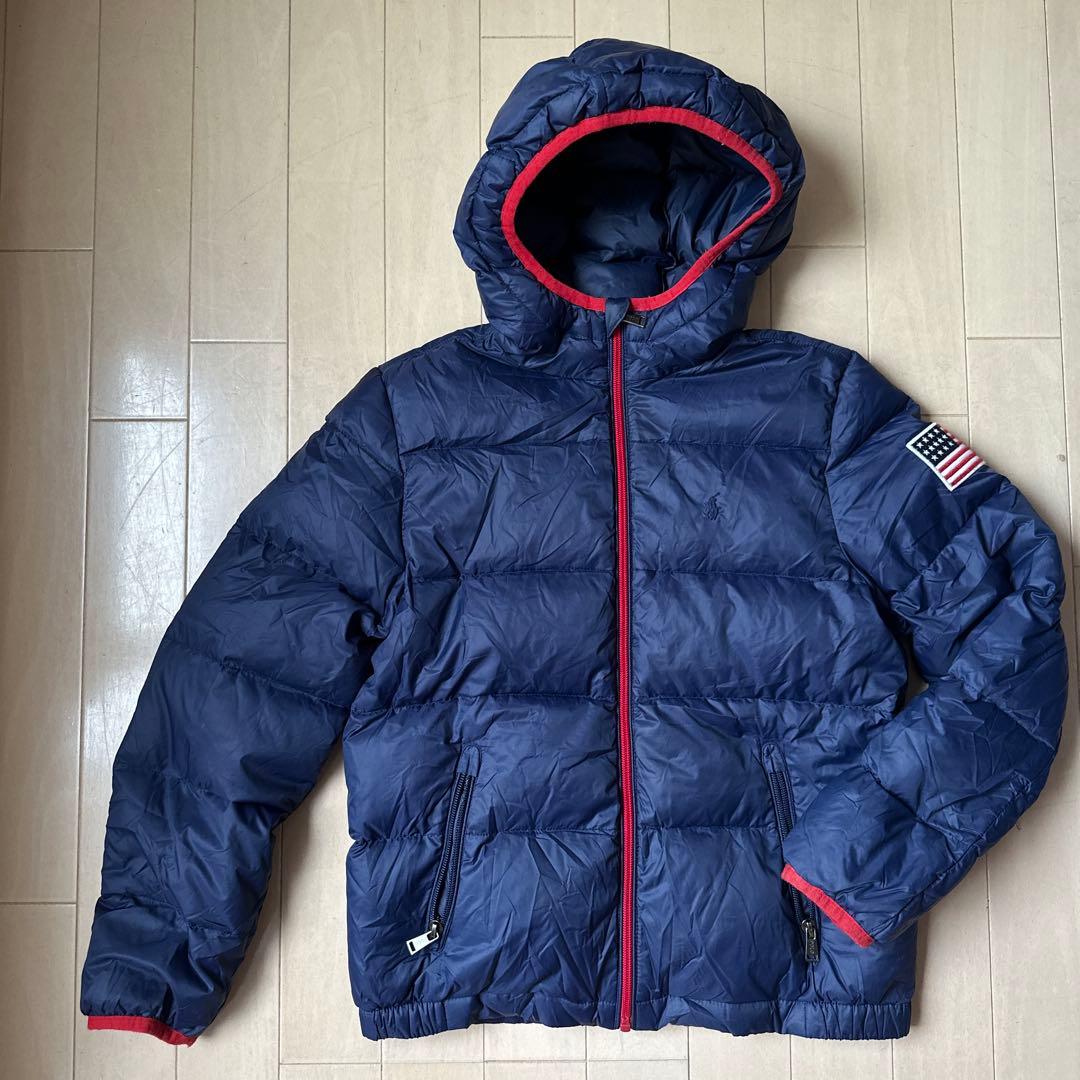 美品】ラルフローレン ダウンジャケット ネイビー キッズ アメリカ国旗