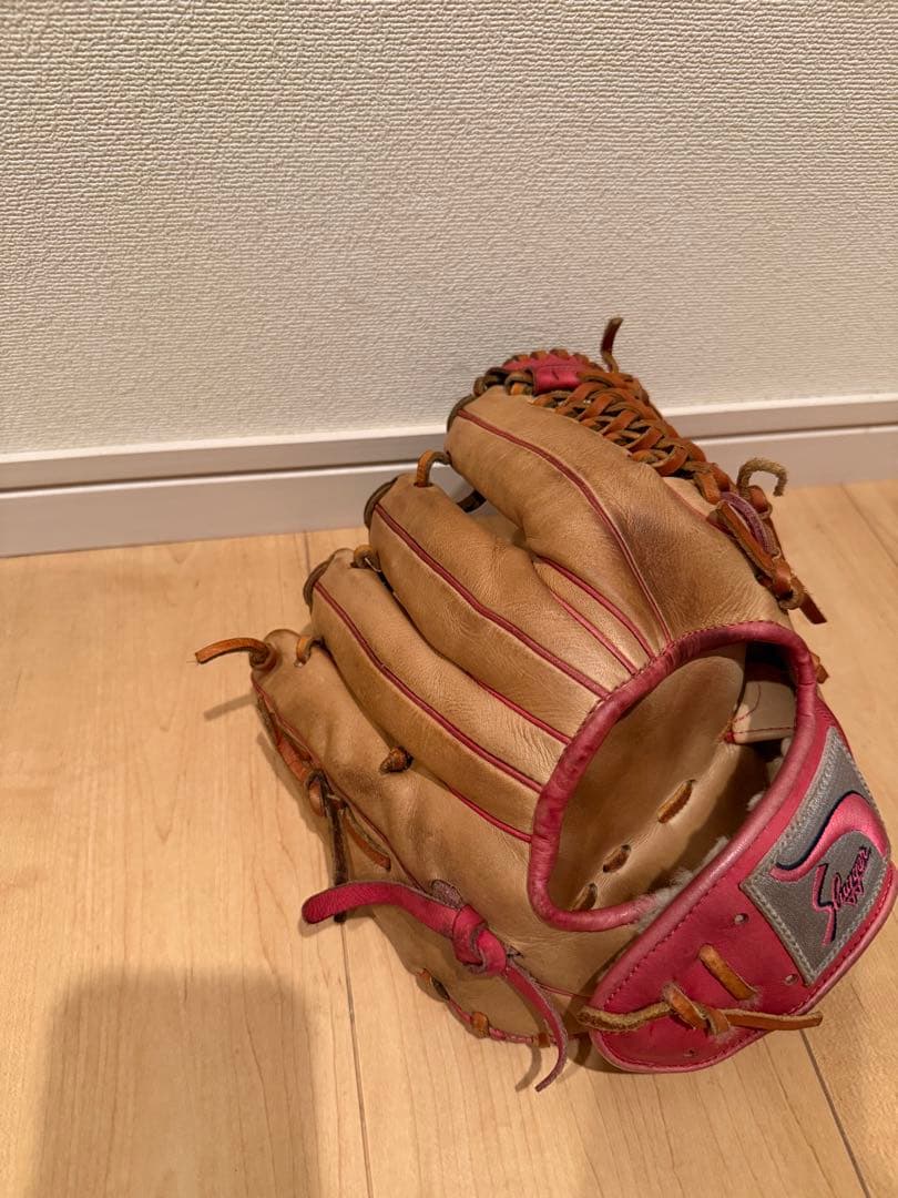 久保田スラッガー内野手用硬式グローブ 右投げ ベージュ/ピンクの通販