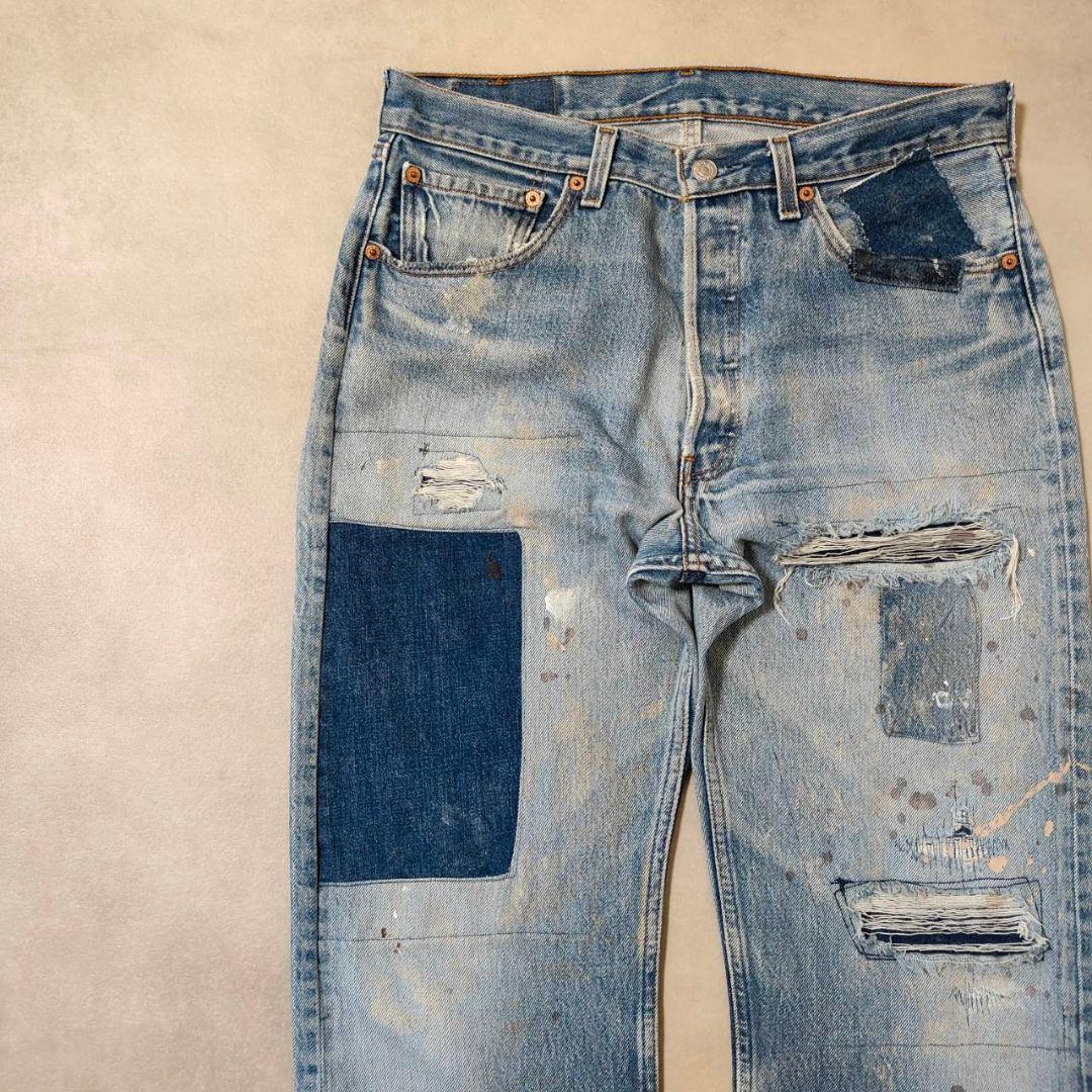 ビンテージ リーバイス 501 グランジデニム ダメージ パッチワーク w34 ビンテージ リーバイス 501 ダメージデニム グランジ パッチワーク w34