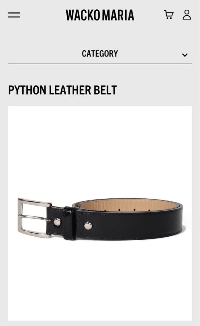 【Messiah】WACKO MARIA LEATHER BELT WACKO MARIA/CROCODILE EMBOSSED LEATHER BELT（BLACK）［レザーベルト