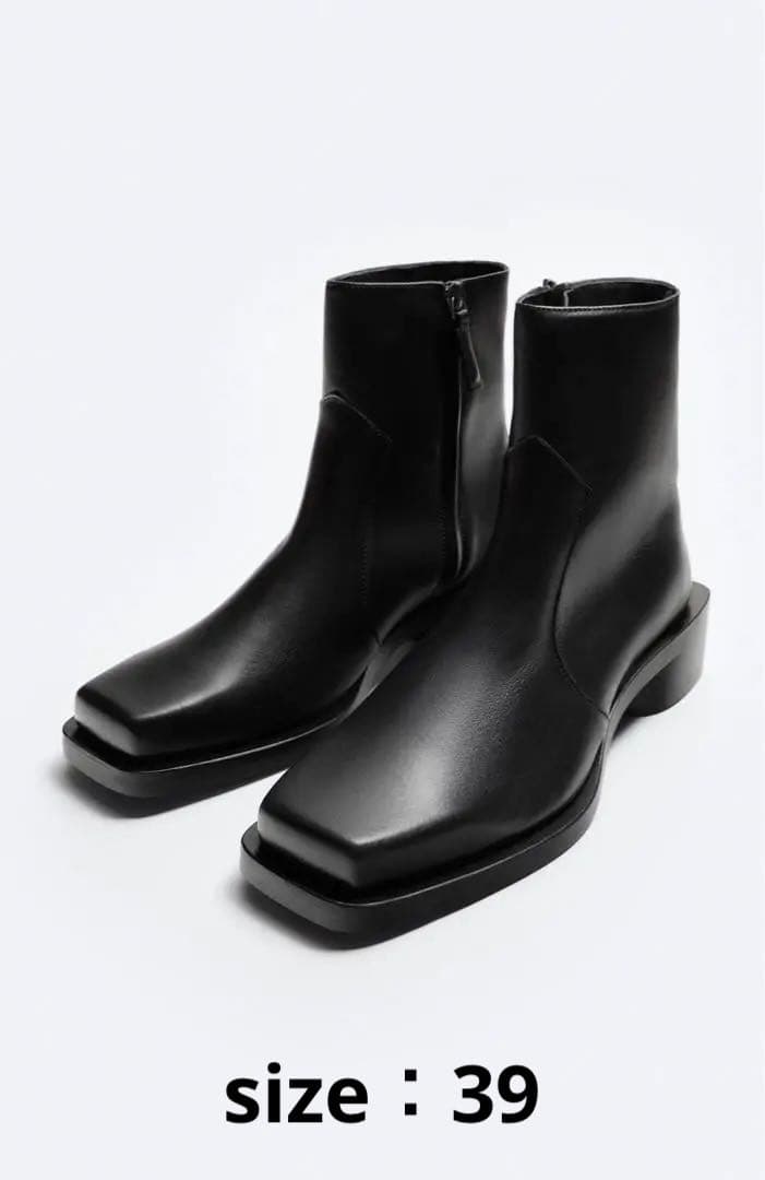 ZARA ✖︎ Maison Special コラボ スクエアヒール レザーブーツ - メルカリ