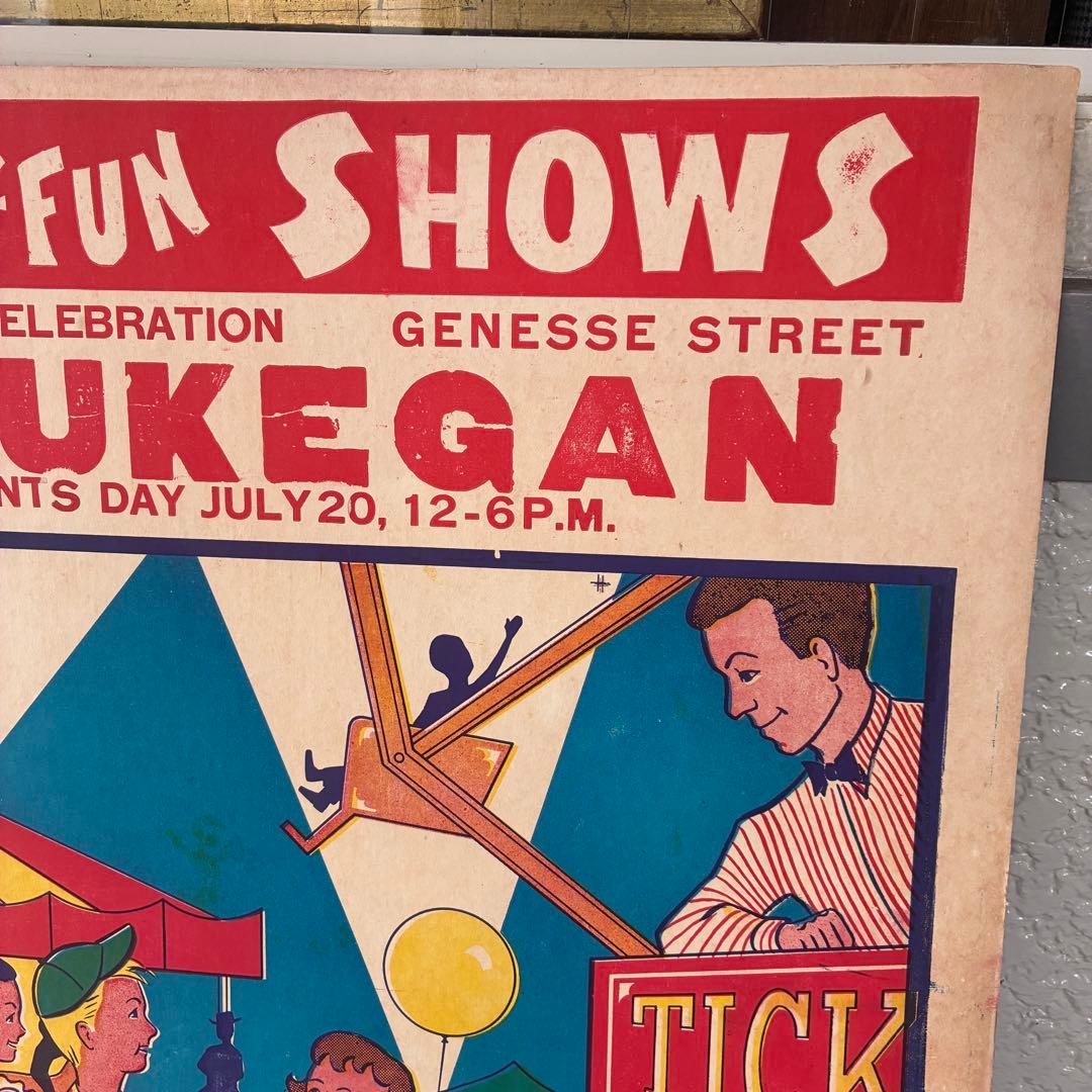 希少BIG！50s〜アメリカアンティーク SHOW実物サーカス広告ポスター