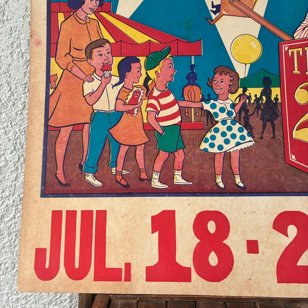 希少BIG！50s〜アメリカアンティーク SHOW実物サーカス広告ポスター