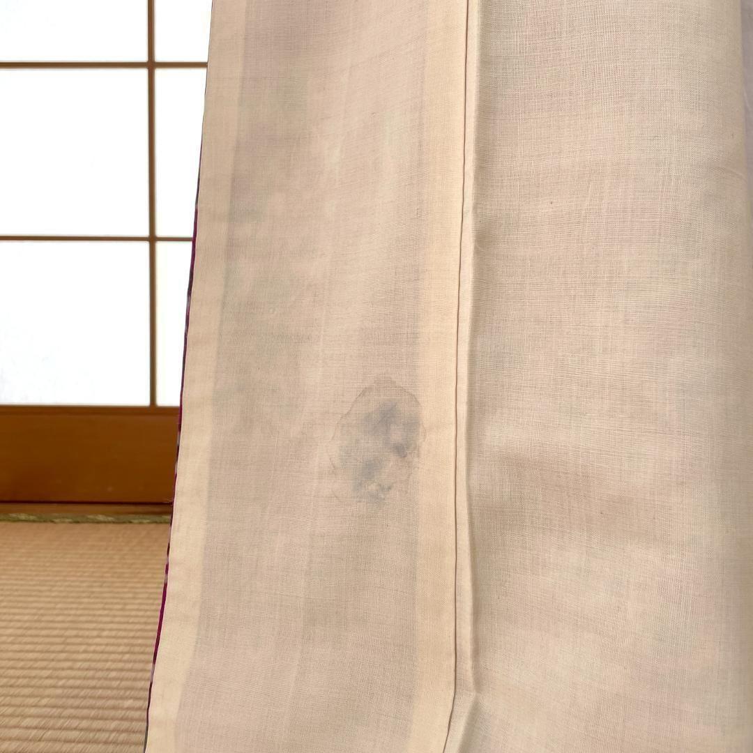 銘仙 着物 袷 正絹 枝花柄 赤紫色 アンティーク着物 A-1635 - メルカリ