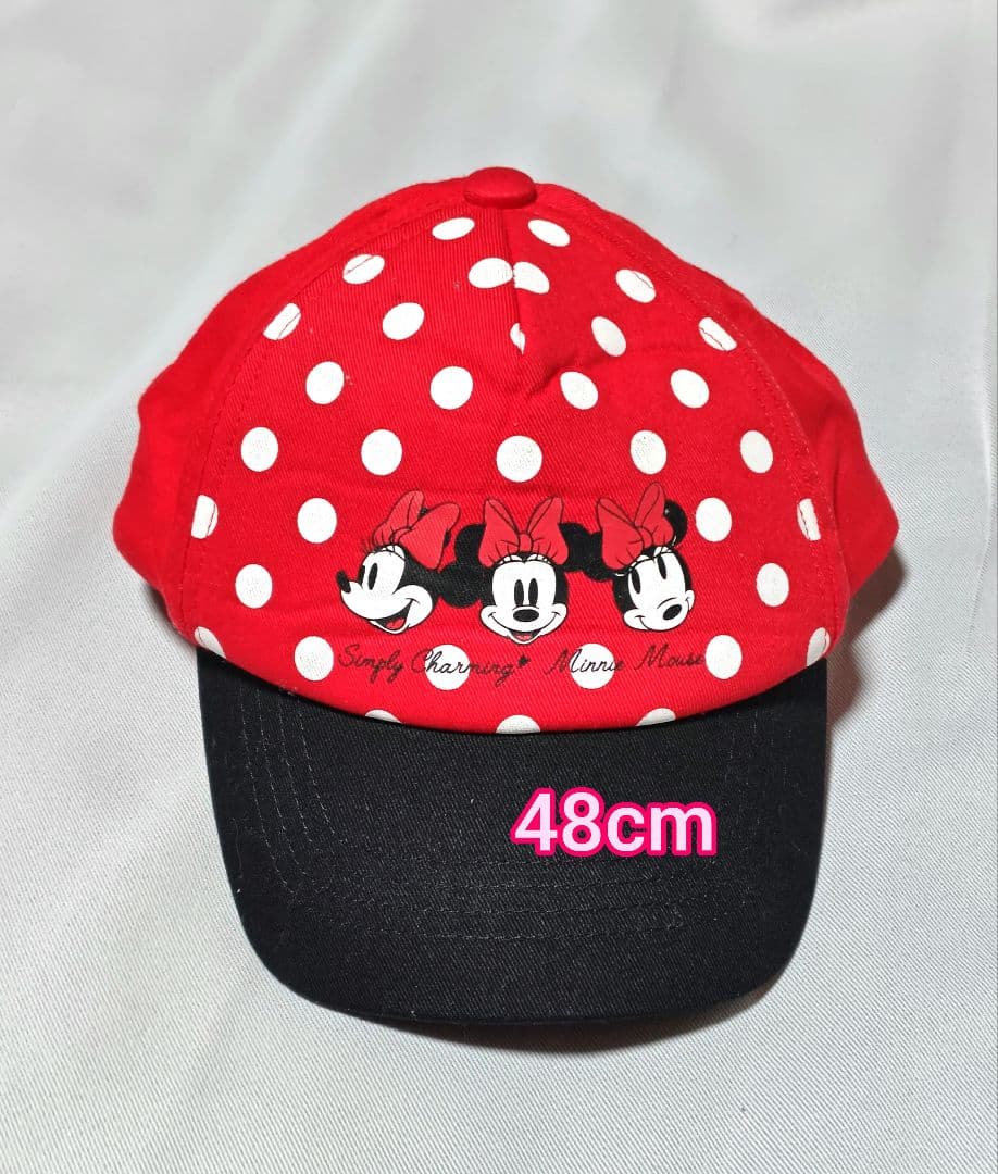 ディズニー ミニーマウス キャップ 赤 水玉48cm - メルカリ