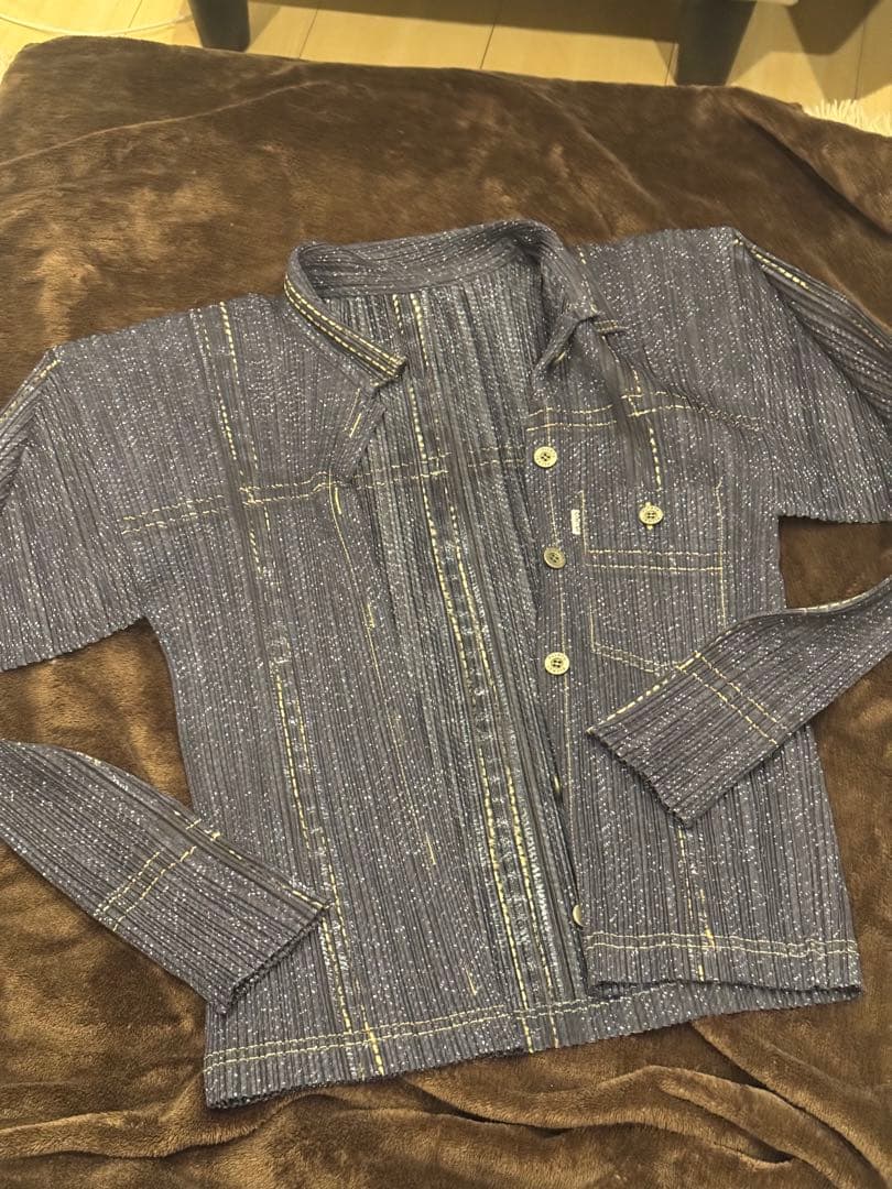 Pleats Please ダークブルー 長袖シャツ　サイズ3 PLEATS PLEASE(プリーツプリーズ) Long Sleeve Pleated Pullover Cut