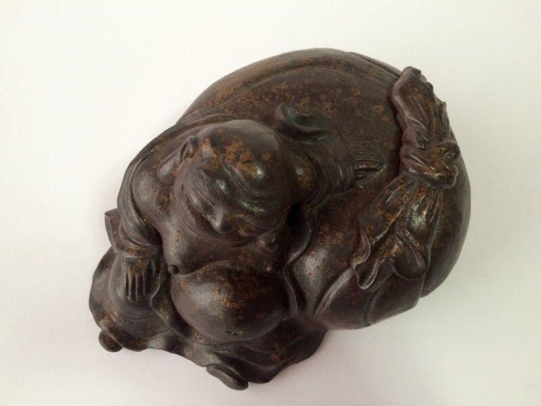 古備前 香炉 布袋】識箱付 備前焼 福の神 置物