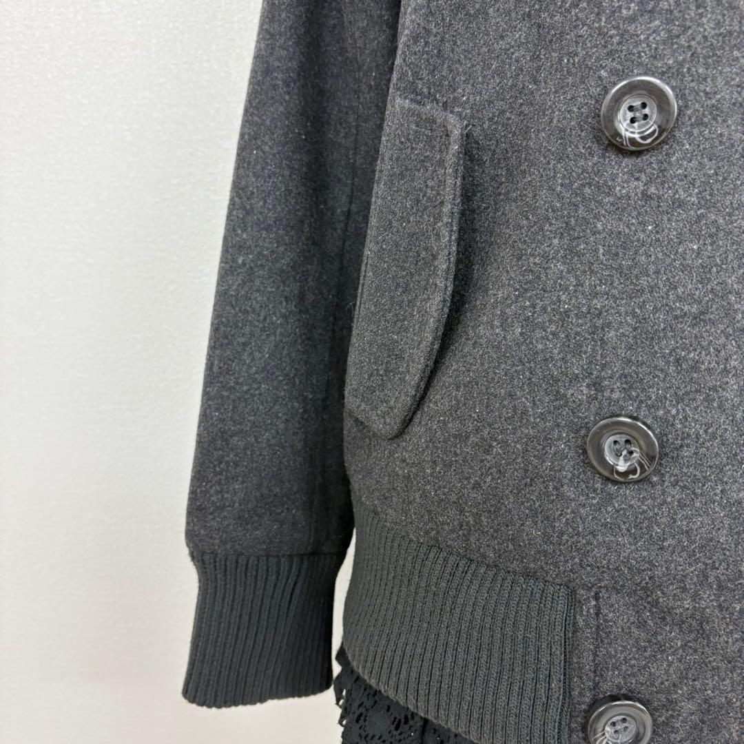 ピーコート グレー ウール 厚手 平成ギャルy2k グランジ ナポレオン