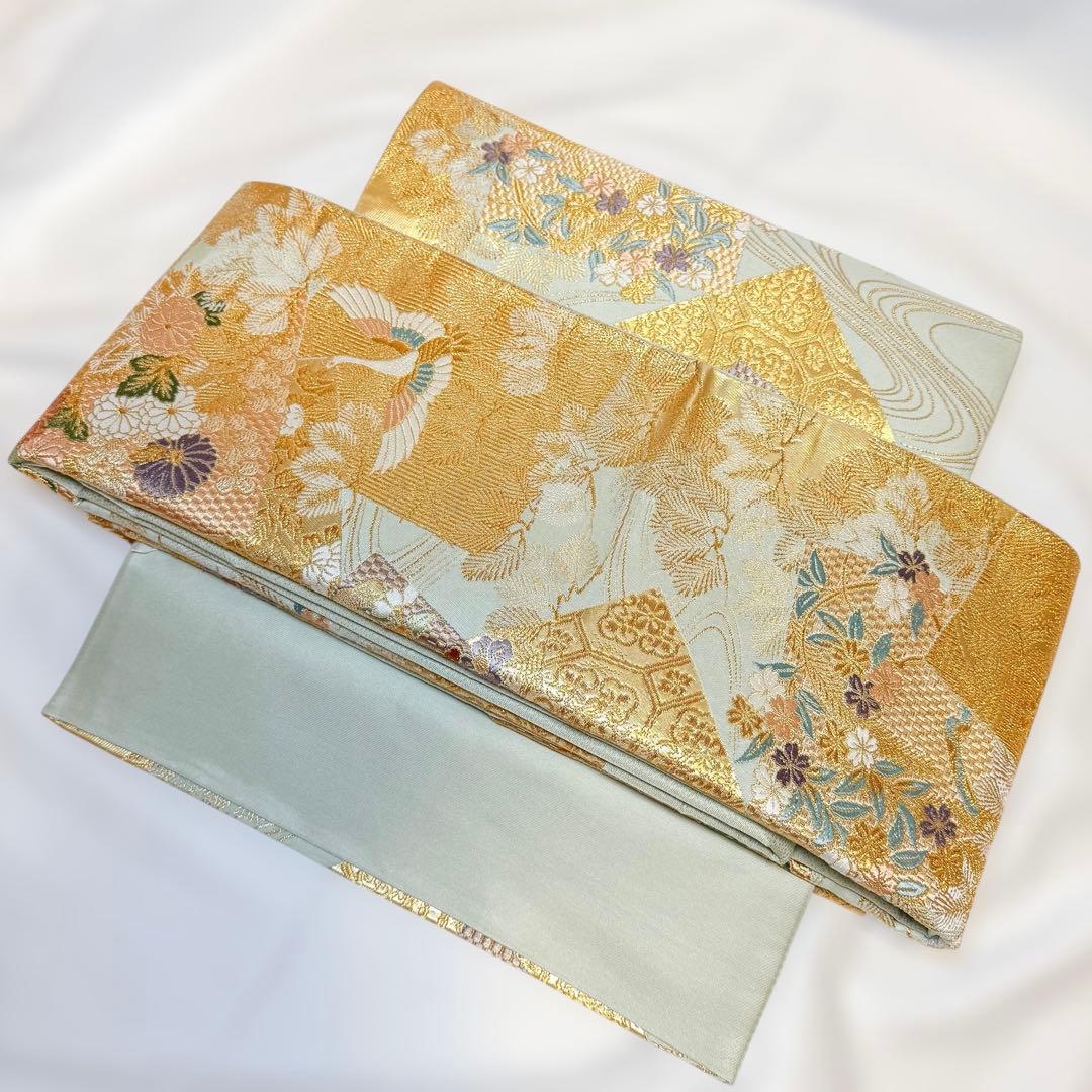 一体型 ワンタッチ帯 作り帯 マジックテープ 豪華 袋帯 二重太鼓