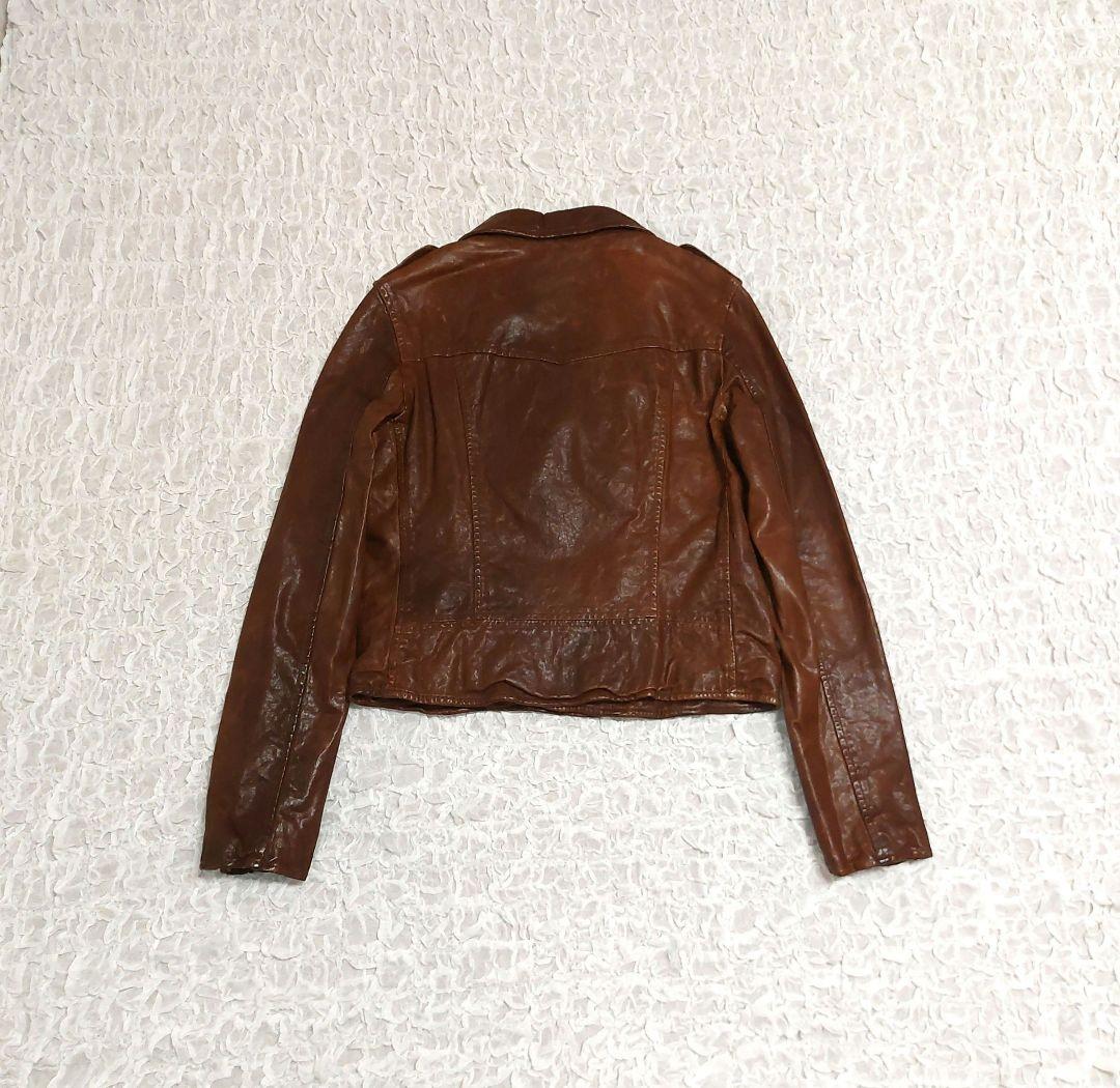 イタリア産ラムレザー 希少レッドブラウン ダブルライダース