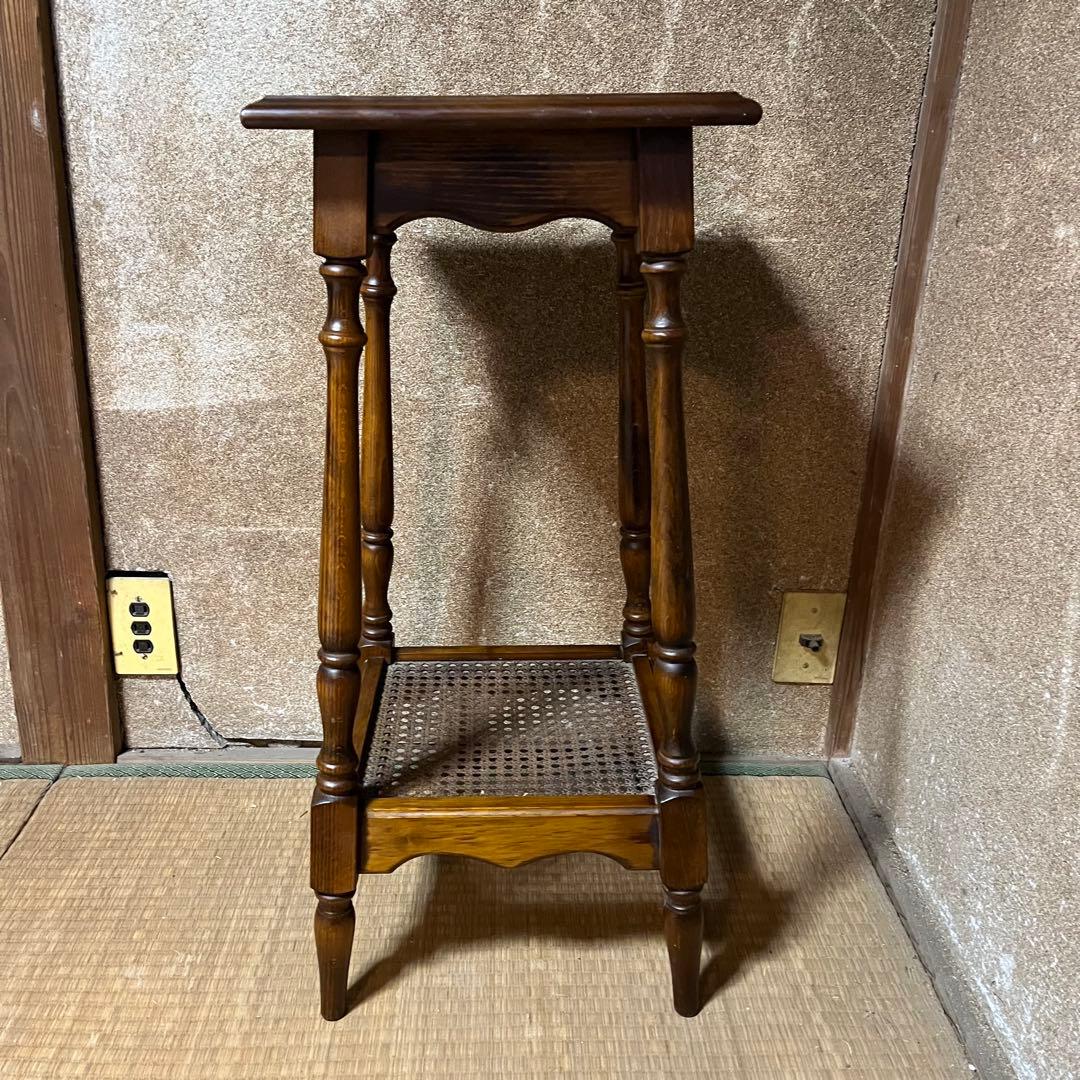カリモク 花台 ラタン棚 サイドテーブル 電話台 木製 - メルカリ