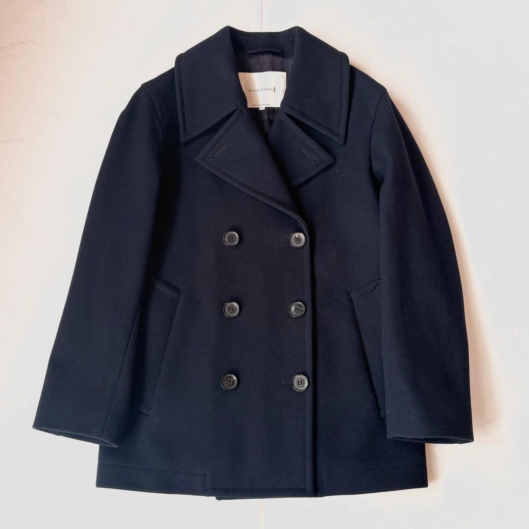 美品✨マッキントッシュ 白タグ ダブルブレストピーコート ネイビー